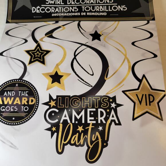 Hollywood Awards Night Party Decor Set Backdrop, Props, Swirls, Napkins and More - Picture 11 of 16